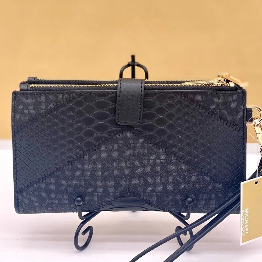 Michael Kors DoubleZip Wallet Wristlet Phone Case Black
